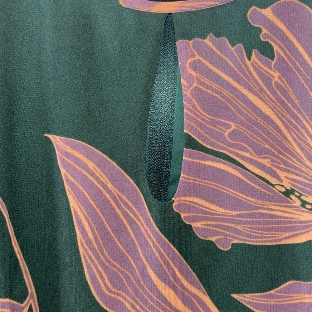 Modcloth Floral Keen on Pleats Long Sleeve Chiffon Fit & Flare Midi Dress NWOT - Picture 4 of 12